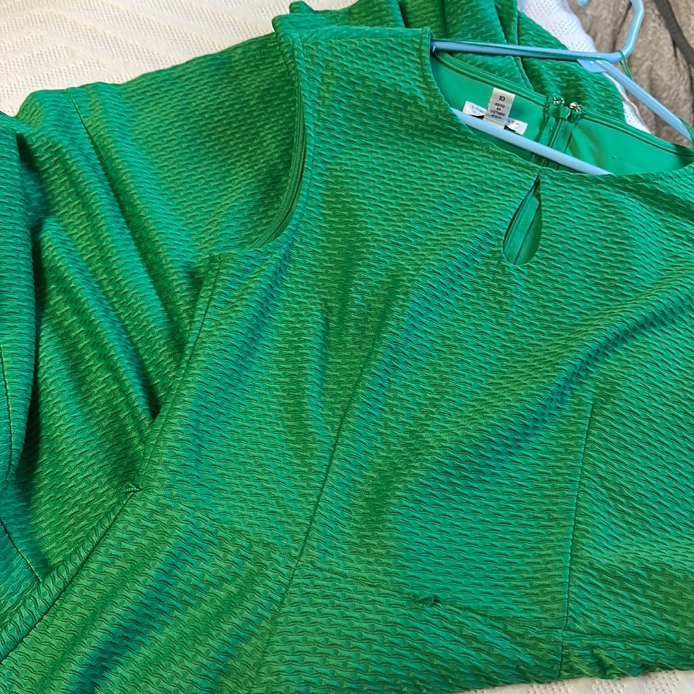 Green dress with keyhole detail